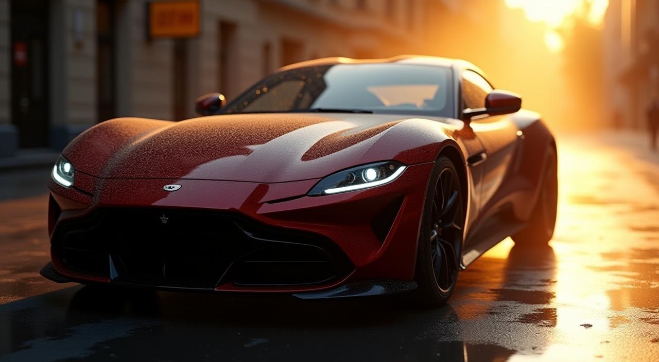 Auto sportiva lucida dopo il lavaggio Iron Rinse